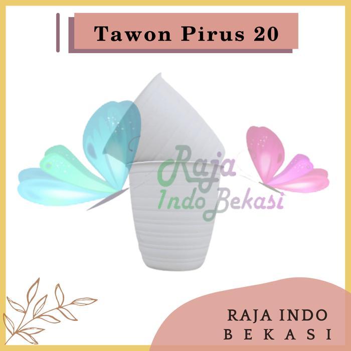 "New" POT MADU PIRUS 20 DIAMETER 18CM PUTIH - MOTIF TAWON TINGGI TIRUS 18 CM