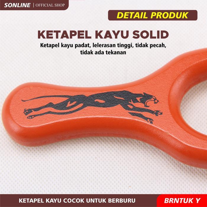 SONLINE Mainan Ketapel Kayu Polos Plitur Perangkap Ikan Kuat dan Kokoh