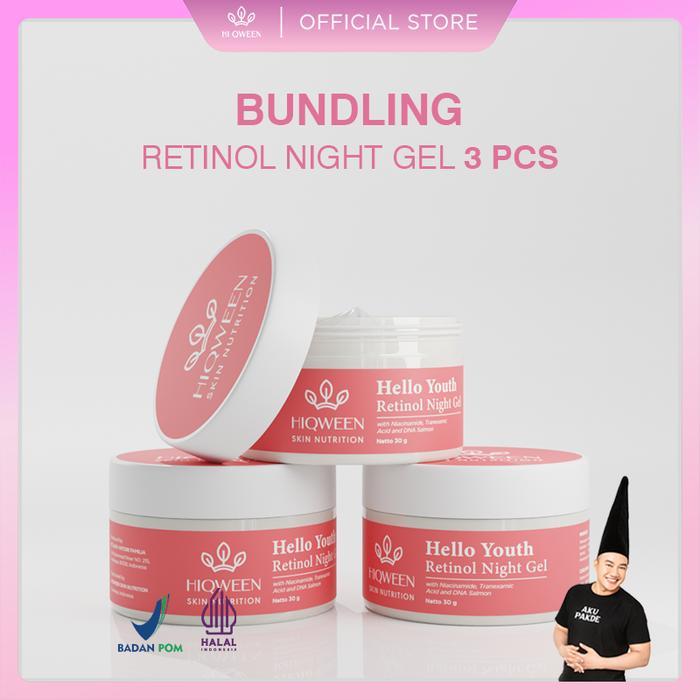 Hiqween Skin Nutrition Retinol Night Gel 100 Ribu 3Pcs Cream Malam Night Retinol Perawatan Wajah