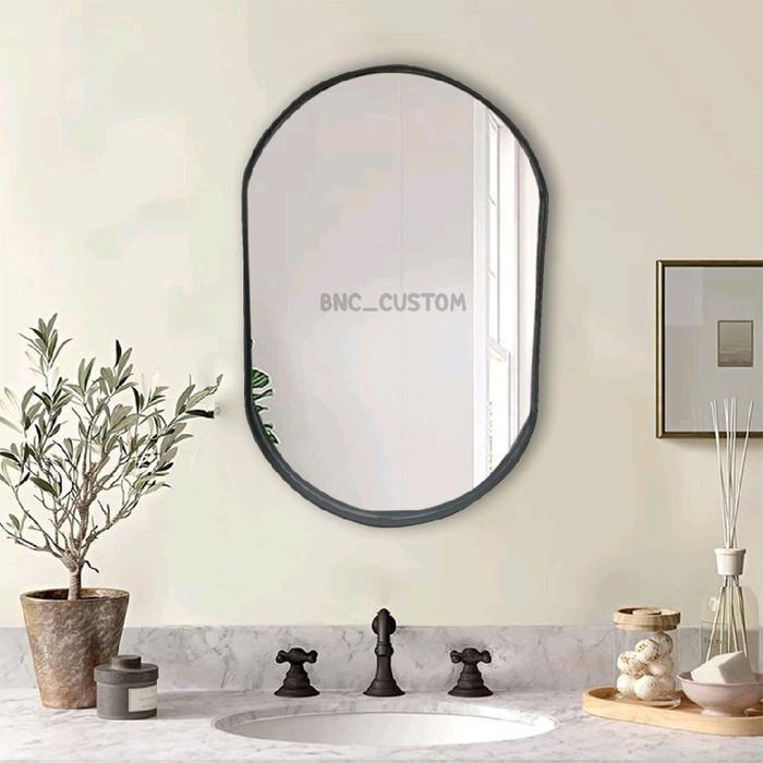 Cermin Oval 40X25/ Cermin Gantung/Cermin Rias/Cermin Oval 100% Kaca Asli Aesthetic Tbk