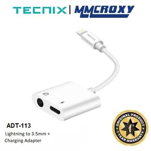 Tecnix Adt-113 Adapter Lightning To Audio Jack 3.5Mm+Charging Adapter