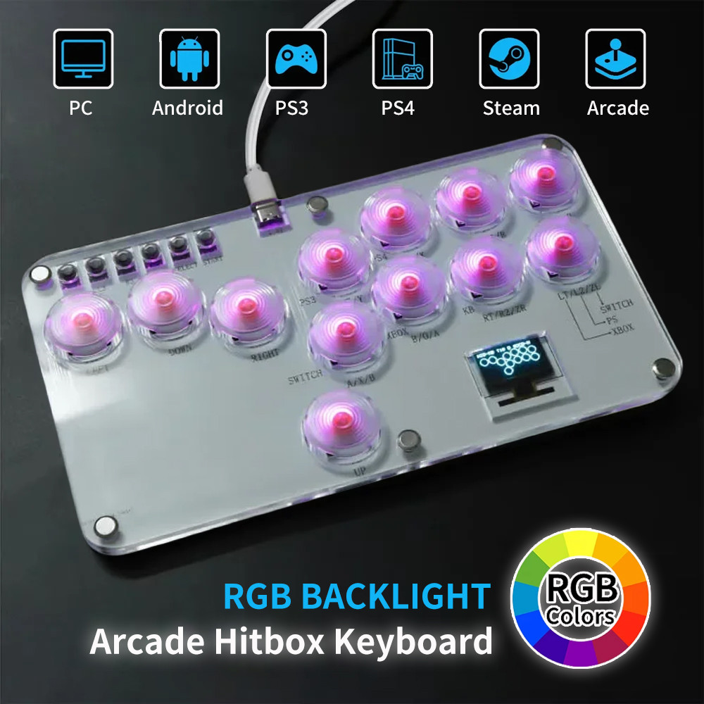 Arcade Hitbox Controller Fight Stick PC Joystick Hitbox Controller RGB Keyboard For