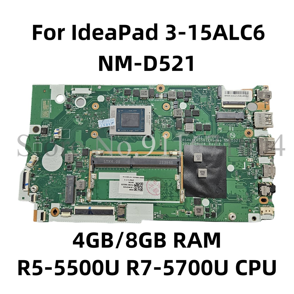 Laptop Motherboard For Ideapad 3-15Alc6 Nm-D521 With Cpu:R3-5300U R5-5500U R7-5700U Ram:4G/8G