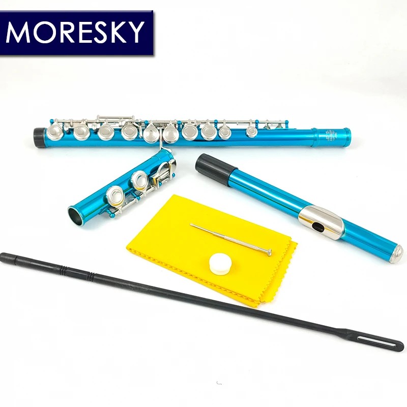 Baru MORESKY Flute 16 CloseC Keys Blue Flute With E Key MFL-603