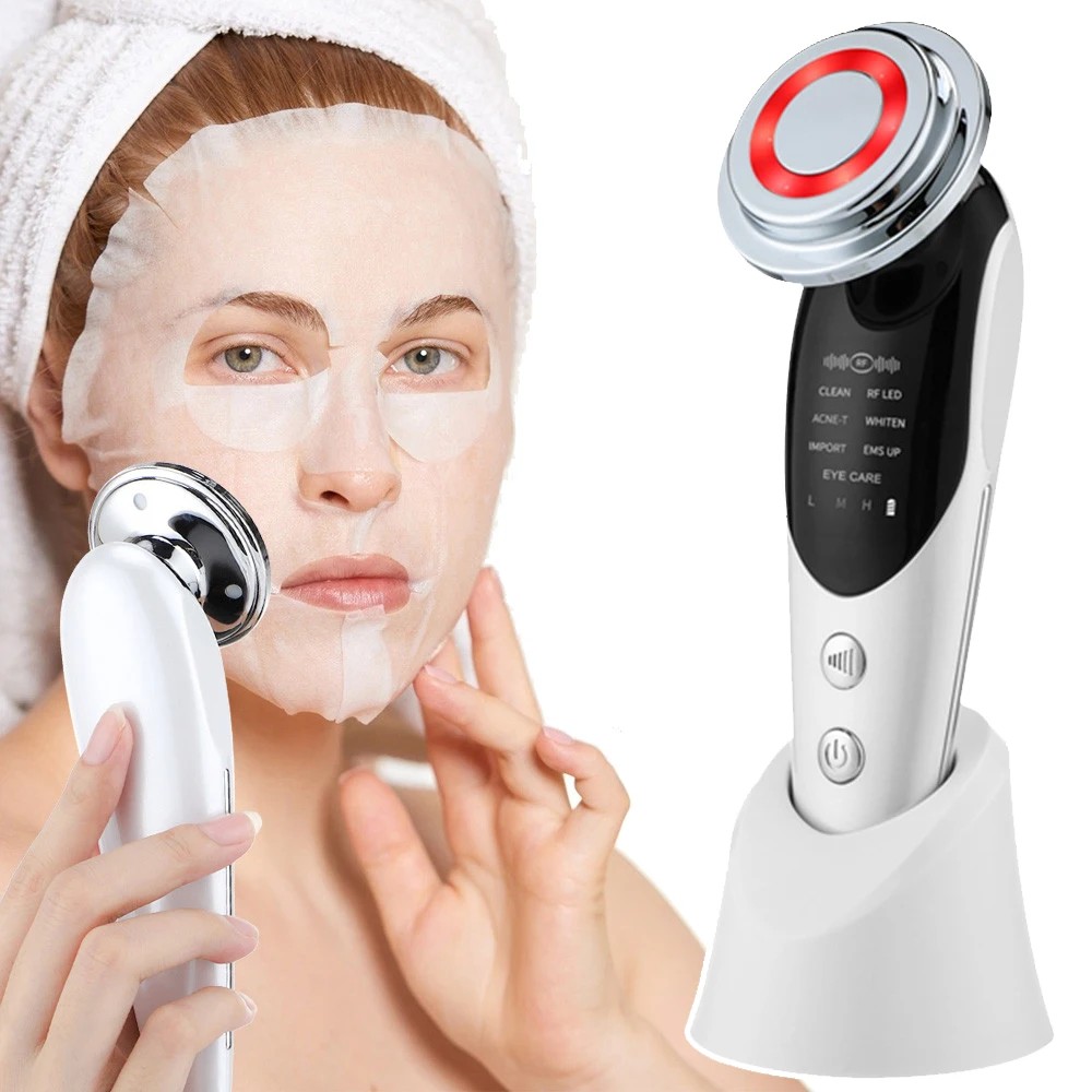 7-in-1 EMS Facial Massager Face Lifting Skin Whitening Deep Cleaning Essence Infusion Beauty Machine