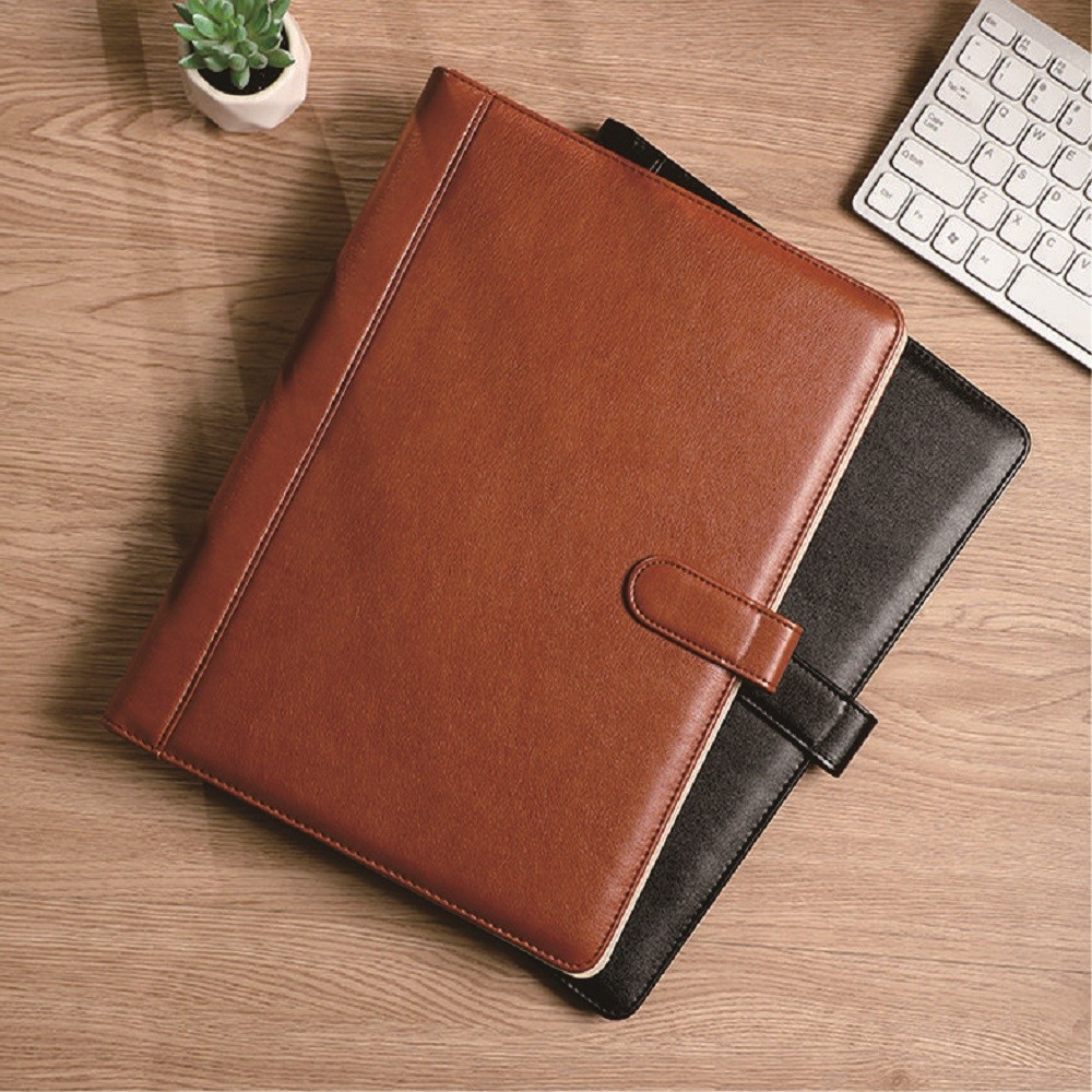 Leather high-end office folder multi-functional A4 paper folder binder detachable calculator set