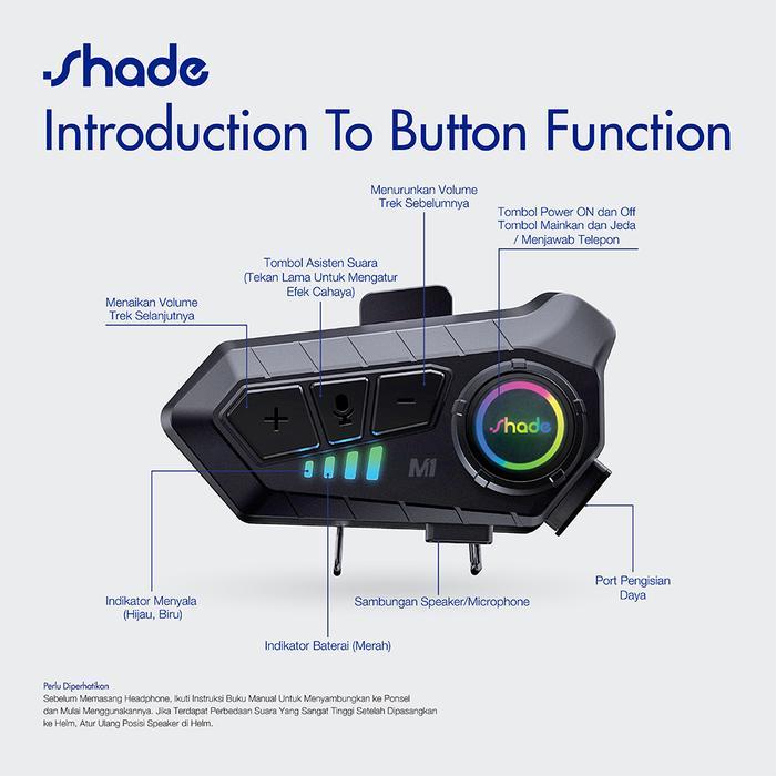 Shade Headset Helm Bluetooth / Headphone Helm Bluetooth / Intercom Motor / Headset Bluetooth Helm