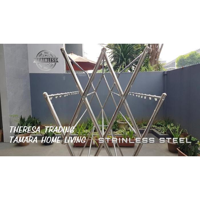 JEMURAN BAJU BESAR STAINLESS STEEL 12 PALANG JUMBO 180 CM ANTI KARAT