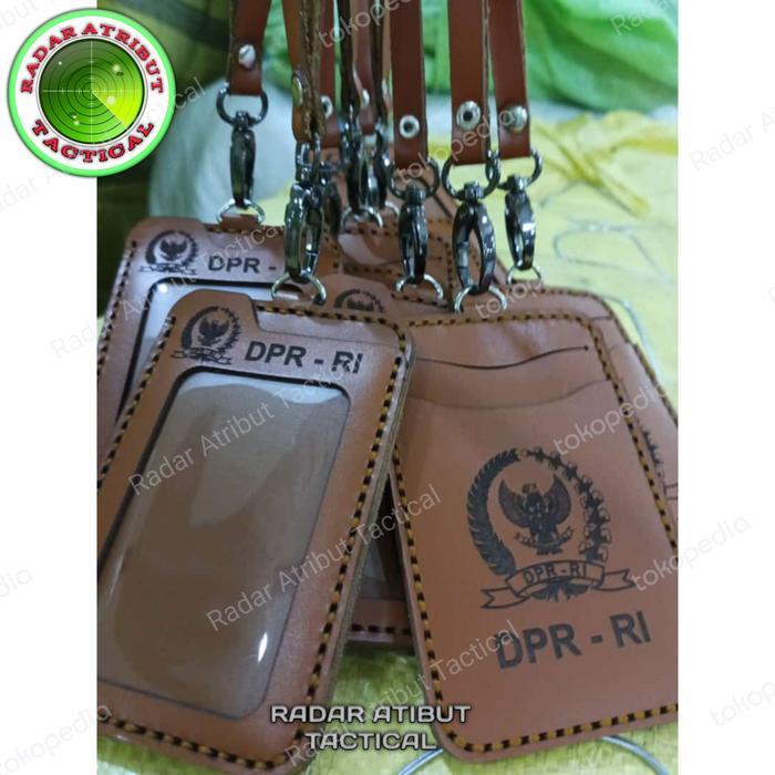 Holder Id Card Tali Lanyard Name Tag Kulit Asli Logo Dpr-Ri