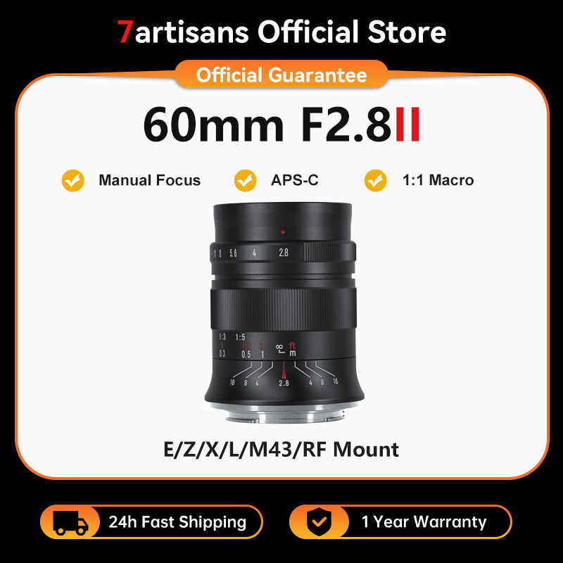 BELI SEKARANG 7artisans 60mm F2.8 Mark II APS-C Manual Macro Prime Lens For Sony E ZVE10 Nikon Z Z6I