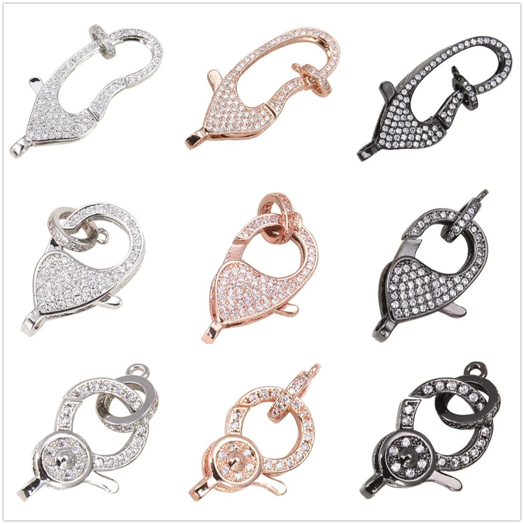 5Pieces Fashion Micro Pave Clasps Lobster Claw Pendant ClaspsBrass Plate Clasp Jewelry Accessories