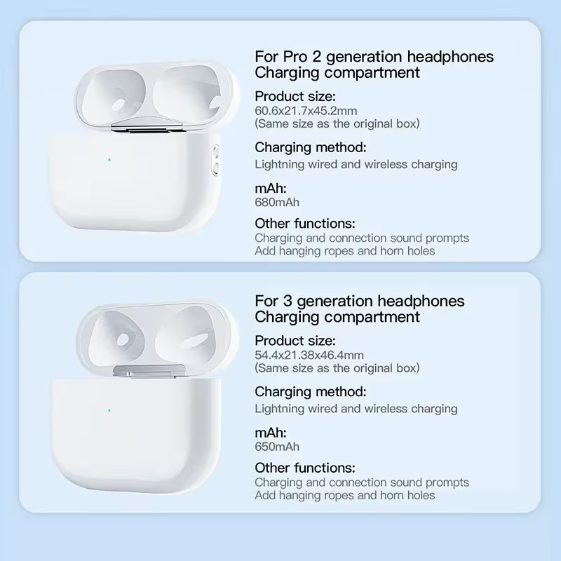 For AirPods Pro 1&2 Charger Case Bluetooth Headphone Wireless Charging Box For AirPods 1 2 3