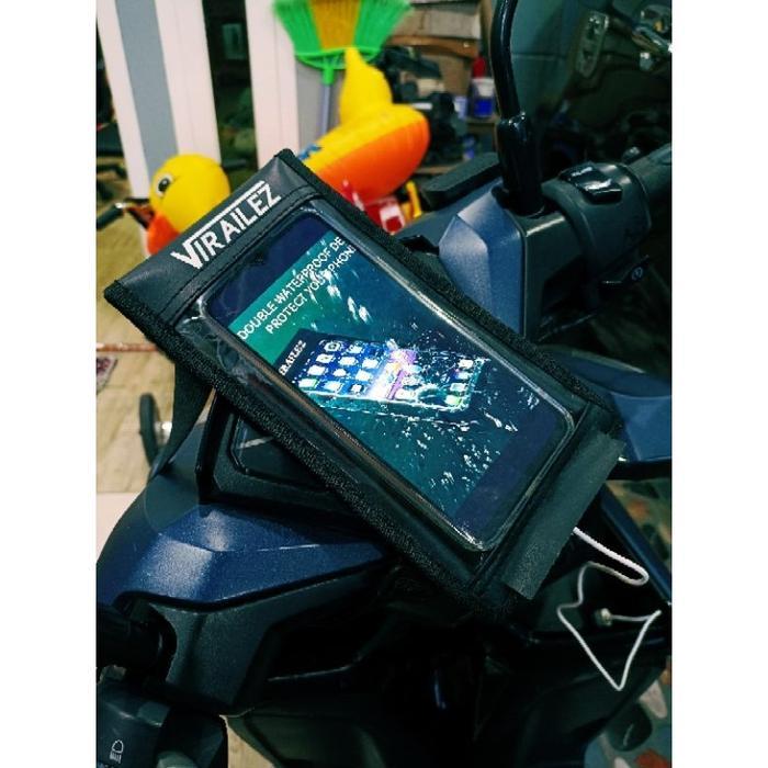 HOLDER HP OJEK ONLINE HOLDER HP MOTOR ANTI AIR HOLDER HP MOTOR WATERPROOF 6 S/D 7 inch ada lobang