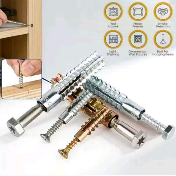 1 PCS Angkur Baut Fischer Tembok 6M / 8M Sekrup Pengait Fisher Besi / Stainless Anchor Pengkuat