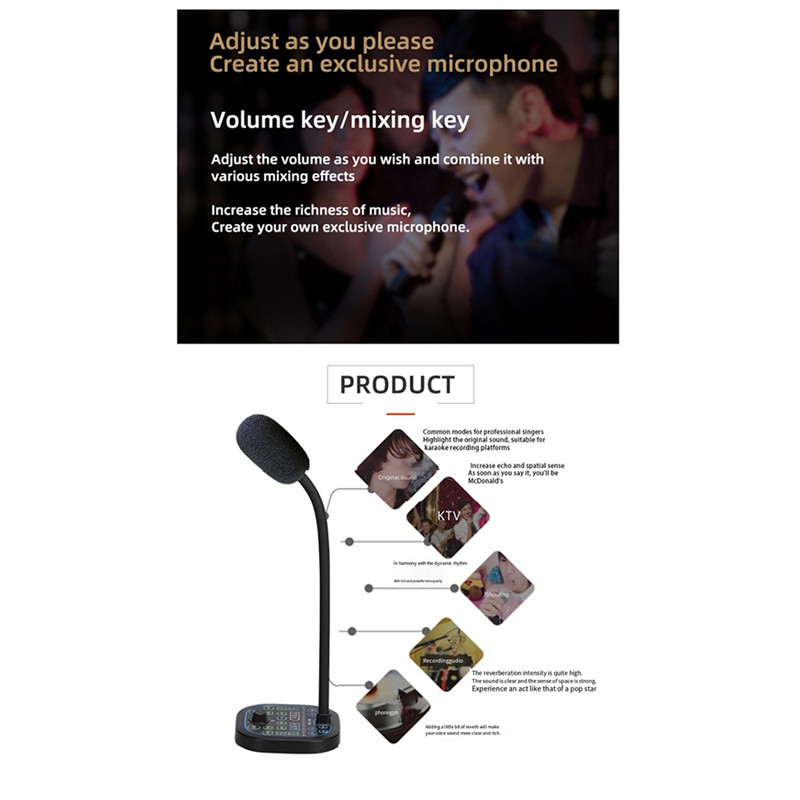 ABAC-New MK100 Voice Changer,Live Voice Card Voice Changer, Handheld Microphone Voice Changer Sound