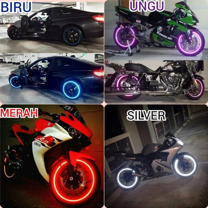 "New" Sticker List Velg Pelek Motor Mobil Glow In The Dark Reflective Tape