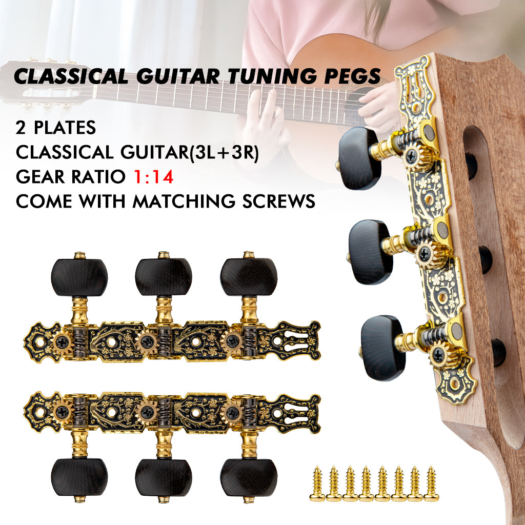 Alice AO-020HV3P 3L3R Classical Guitar Tuning Pegs Gold /Black Plated Guitar Tuners Machine Head
