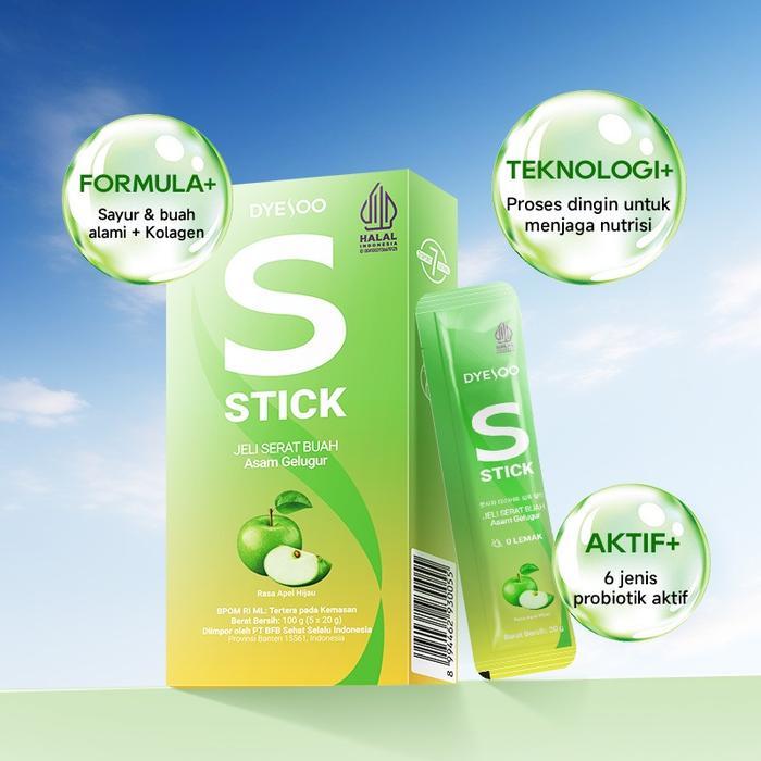 DyesooS STICK Jeli Rasa Apel Hijau [3 BOX & 6 BOX] - Bersertifikat HALAL Indonesia, Mengandung 6