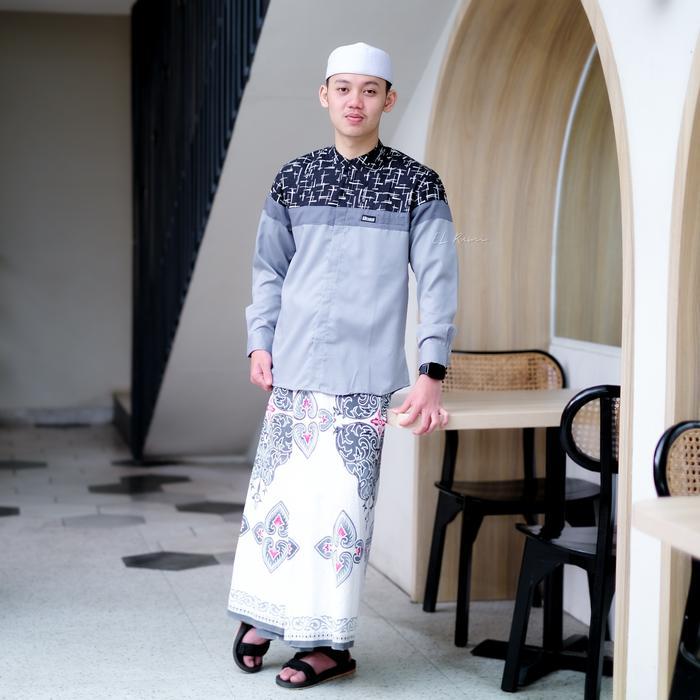 Baju Koko Pria Lengan Panjang Elrumi Katun Toyobo Atasan Koko Pria Dewasa Muslim Motif Senopati