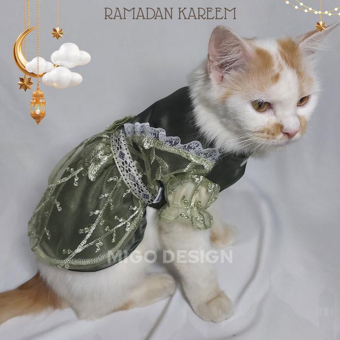[MIGO DESIGN L 56] COUPLE BAJU RAMADAN LEBARAN DRESS GAMIS KEMEJA KOKO HIJAU ARMY SAGE KUCING/