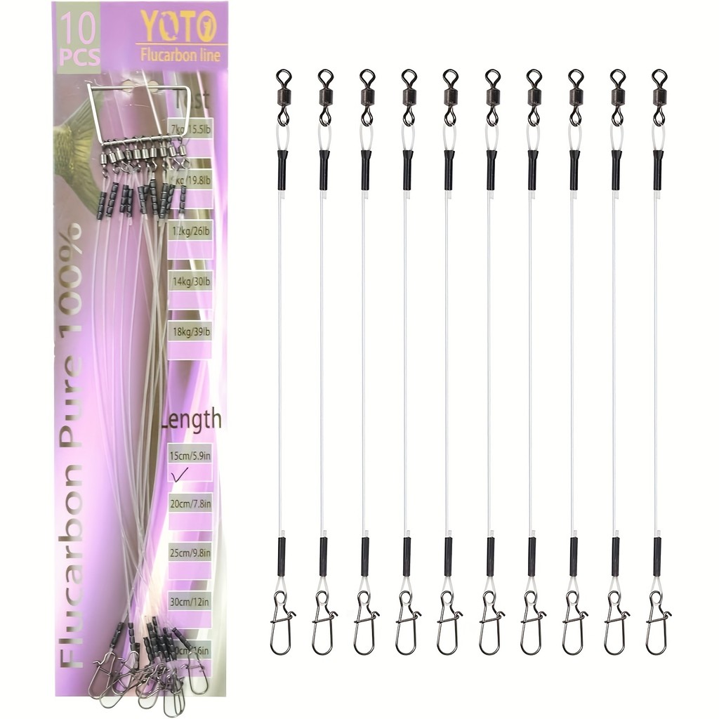 YOTO 100% fluorocarbon fishing line fishing rod Fluorocarbon line with rolling swivel and quick lock