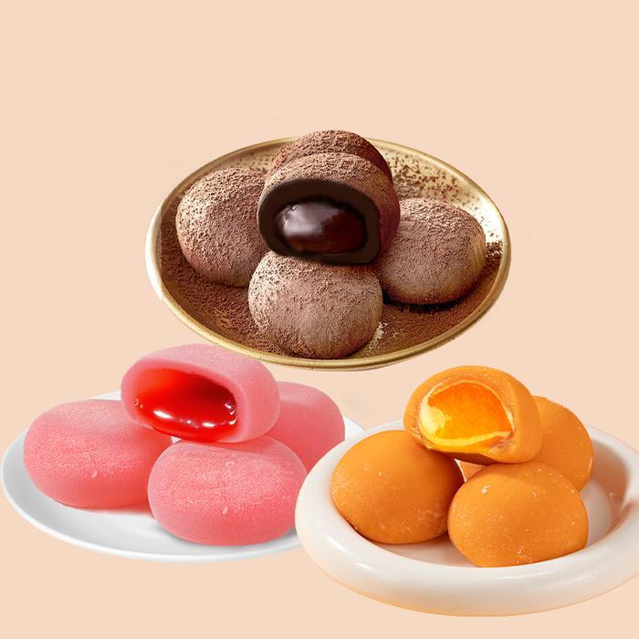 [] BIBIZAN Mochi Snow Cake 12Pcs 3 Rasa Strawberry, Mangga, Coklat / Mochi Lembut Halal Kue
