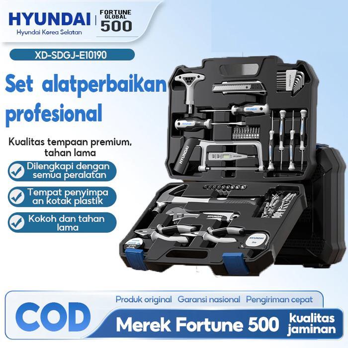 TERLARIS [ 100% ORI ] HYUNDAI Bor Listrik Set Lengkap Tool Box Alat Perkakas Baterai Cordless Tang