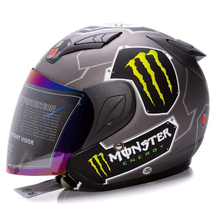 "New" Helm Dewasa Javelin Monster SNI Kaca Pelangi Half Face Helmet