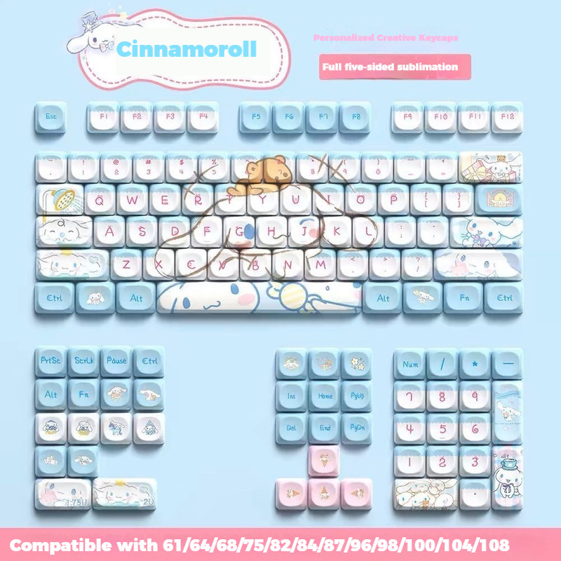 Anime Cartoon Cinnamoroll Sculpted Keycaps PBT Cute Custom Hot-Swappable Keycaps Surprise Gift for