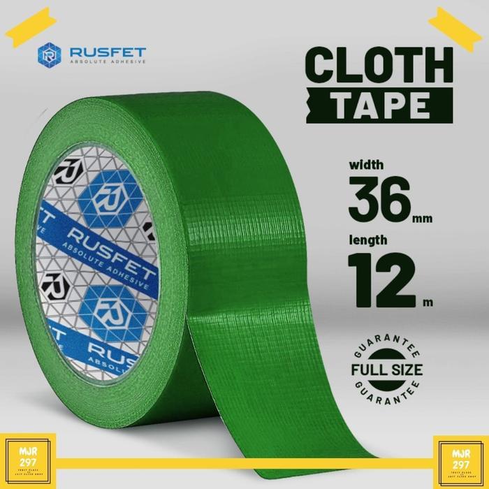 LAKBAN KAIN CLOTH TAPE ISOLASI WARNA HIJAU RUSFET VARIAN UKURAN