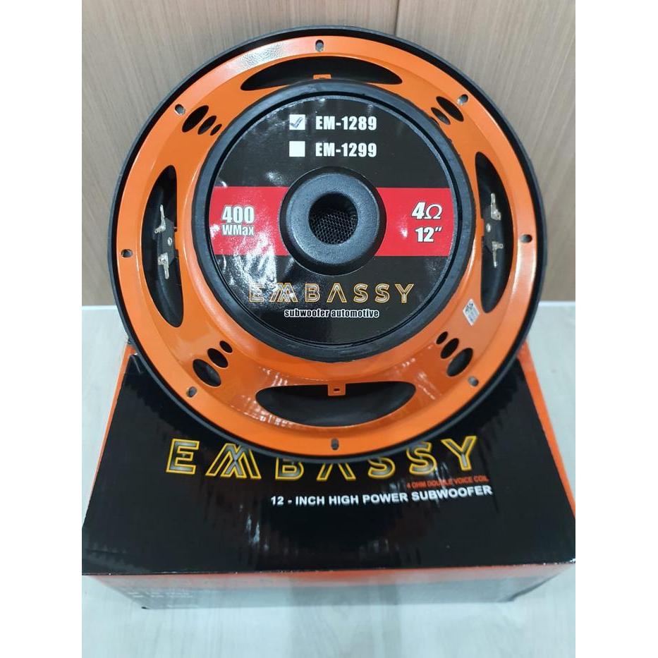 Embassy Subwoofer Em-1289 Double Coil Speaker Audio Mobil 12-Inch High Power Subwoofer Dengan Bass