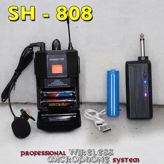 MIC WIRELESS SH 808 / MIC BANDOL + CLIP ON SH-808 / MIC JEPIT SH-808 CHARGER