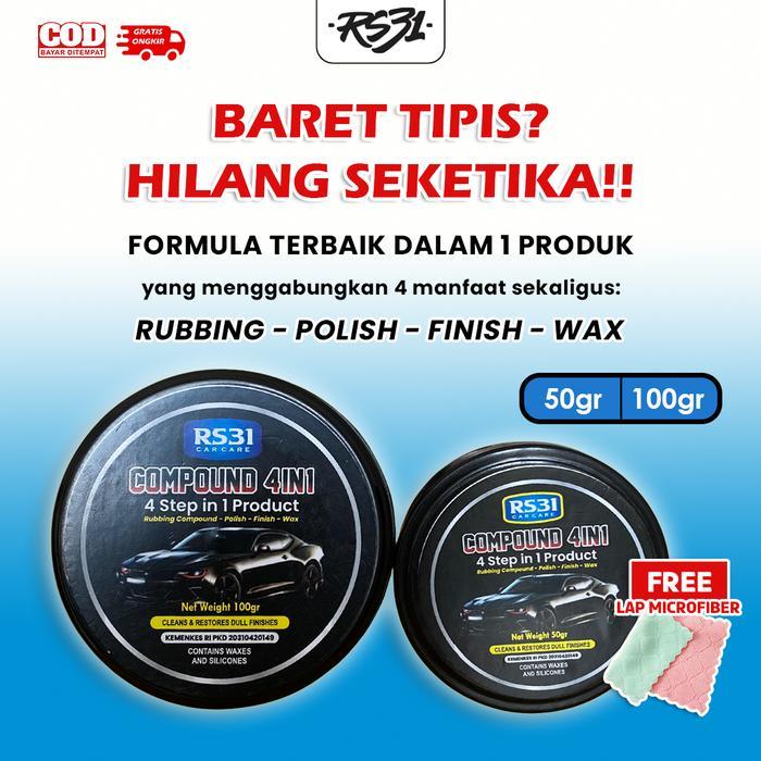 RS31 Rubbing Compound Penghilang Baret Mobil Motor Helm Kaca 50gr 100gr 200gr Super Ampuh