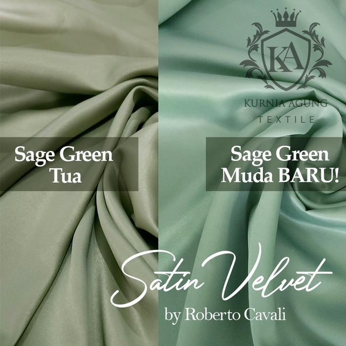 Kain Satin Velvet Silk Premium SAGE GREEN Satin Bridesmaid Meter&0.5m