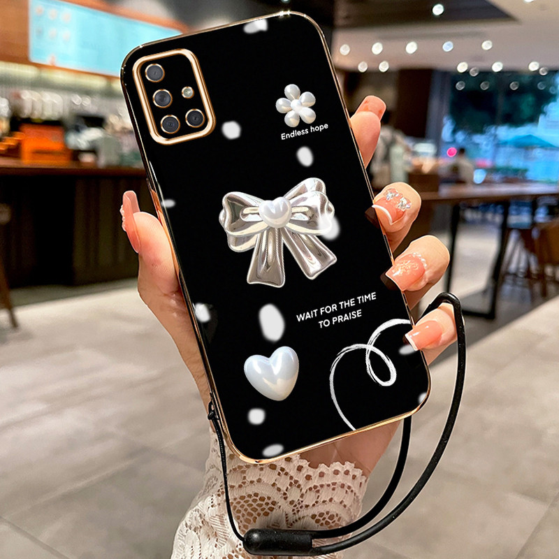 Casing Hp Untuk Samsung Galaxy A70 A70s A71 A72 4G A72 5G A73 5G Case Bow Mutiara 3D Bentuk Hati pel
