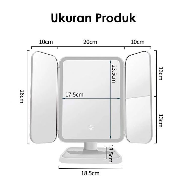 3 Warna Led Rechargeable Cermin Rias Bercahaya Cermin Rias Led Shell Cermin Rias Dengan Lampu +