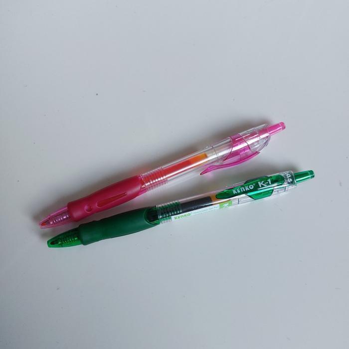 1 BUAH Pulpen Gel Kenko K-1 Merah Hijau Pink Orange Violet Biru