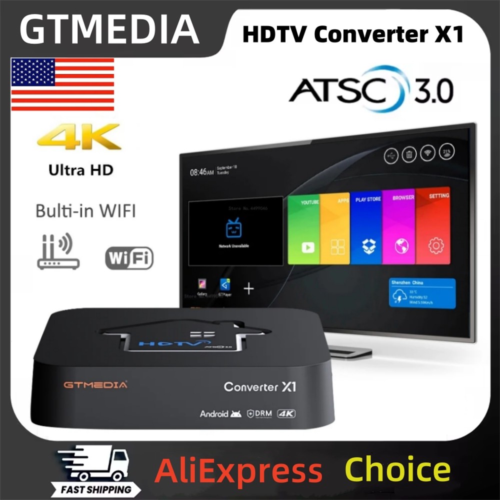 GTMEDIA HDTV Converter X1 Support ATSC3.0 4KHDR TV BOX ATSC 3.0 DRM Smart Decoder Amlogic S905Y4-B