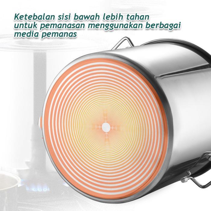 Qiek Panci Jumbo Stainless Steel 304 Panci Dandang Tebal Panci Bakso Stockpot Panci Kukus Panci