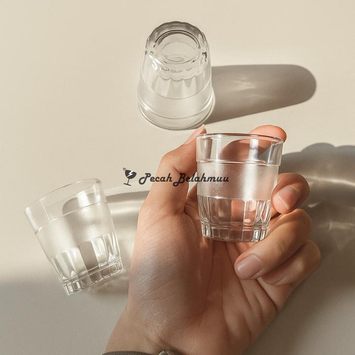 PROMO 1 SET ISI 6 Pcs Gelas Jadul Kecil 50ml Gelas Jamu Mini Sloki Motif Embun Sloki Blimbing Kecil