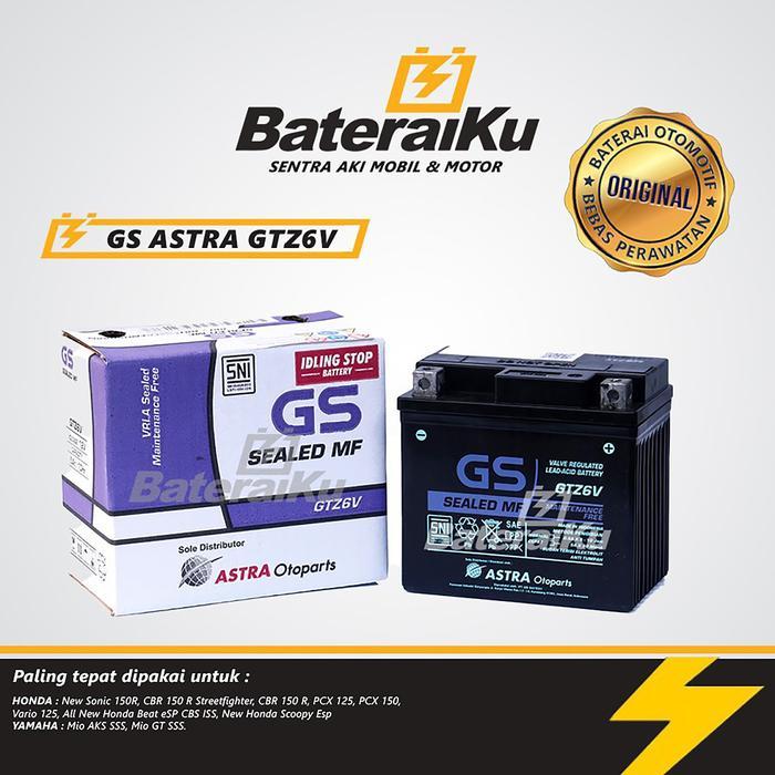 Aki Gs Astra Gtz6V Original Aki Kering Aki Motor Pcx, Nmax New, Scoopy, Vario 125-150, Adv, Dll