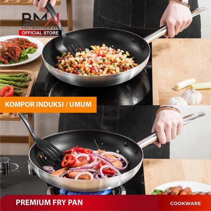 Frypan Teflon Wajan Kuali Penggorengan Stainless Steel Tebal Anti Lengket