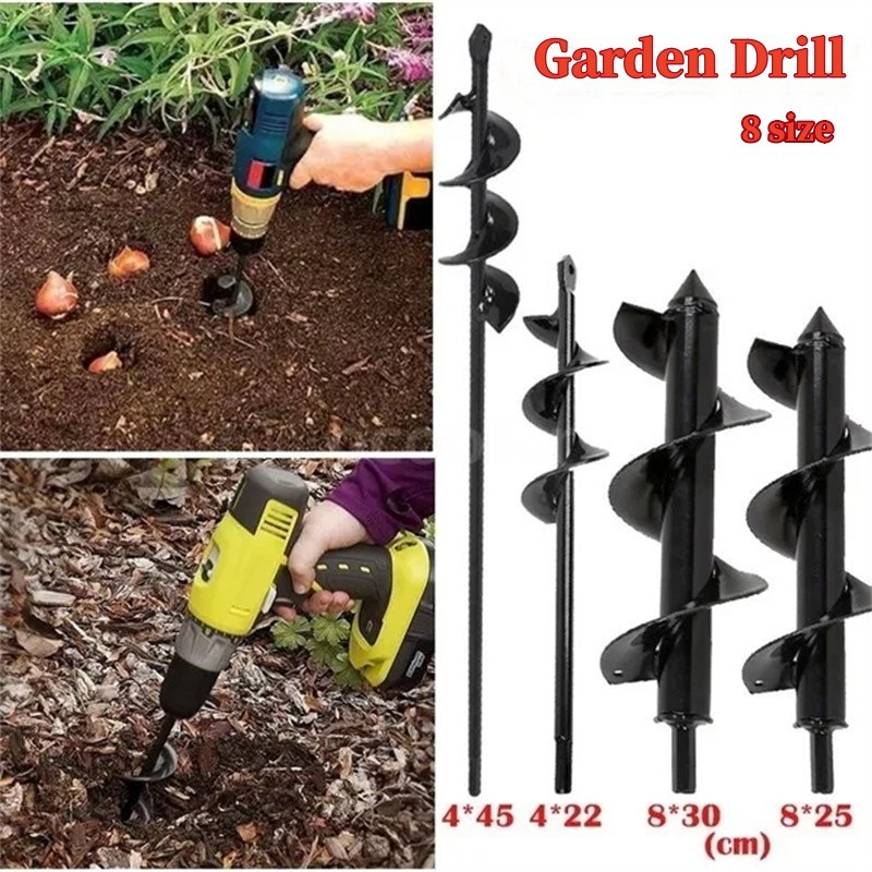 Taman Auger Mata Bor Spiral Penanam Bunga Berkebun Bor Bumi Alat Penggali Lubang Tanam Aksesori Mata