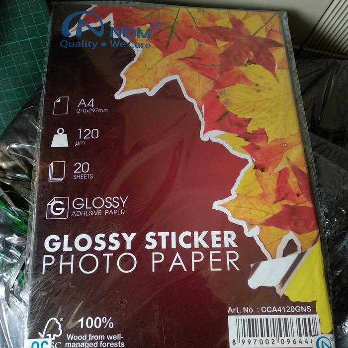 Kertas Glossy Sticker Photo Paper Ndm A4 1 Pack