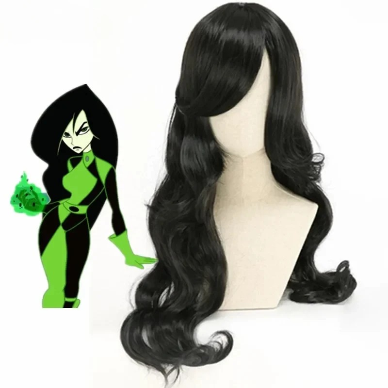 Anime Shego Cosplay Wig 80Cm Long Curly Wave Black Wig Cosplay Hairs Heat Resistant Synthetic Wigs