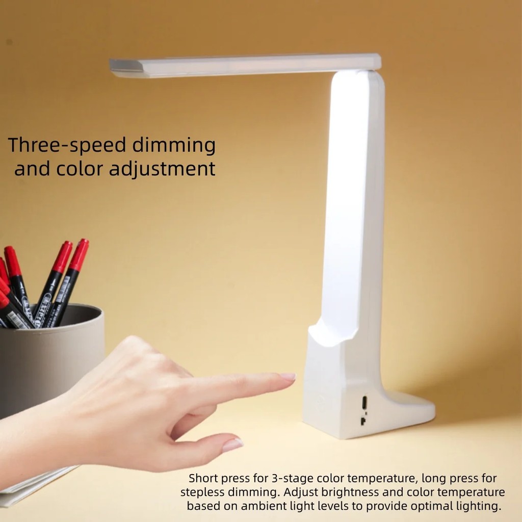 Folding Small Desk Lamp for Study, Student Dormitory, Children's LED Reading Desk Lamp with Charging