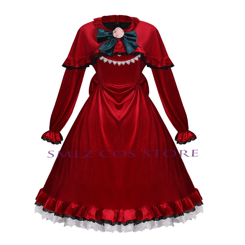 Shinku Cosplay Costume Anime Rose Maiden Cosplay Reiner Rubin Women Red Princess Dress Wig Set