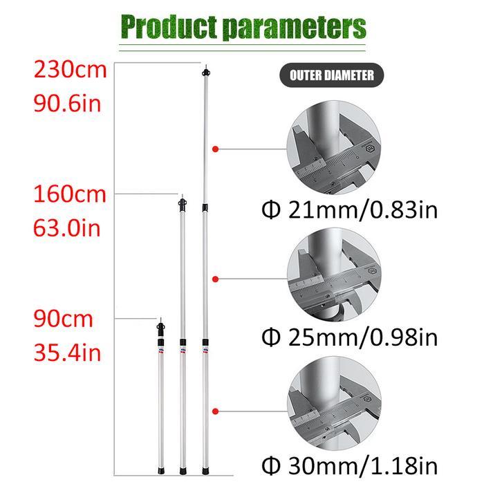 2Pcs Tiang Flysheet Teleskopik 0.9-2.3M / Tiang Tenda Camping High Quality Product