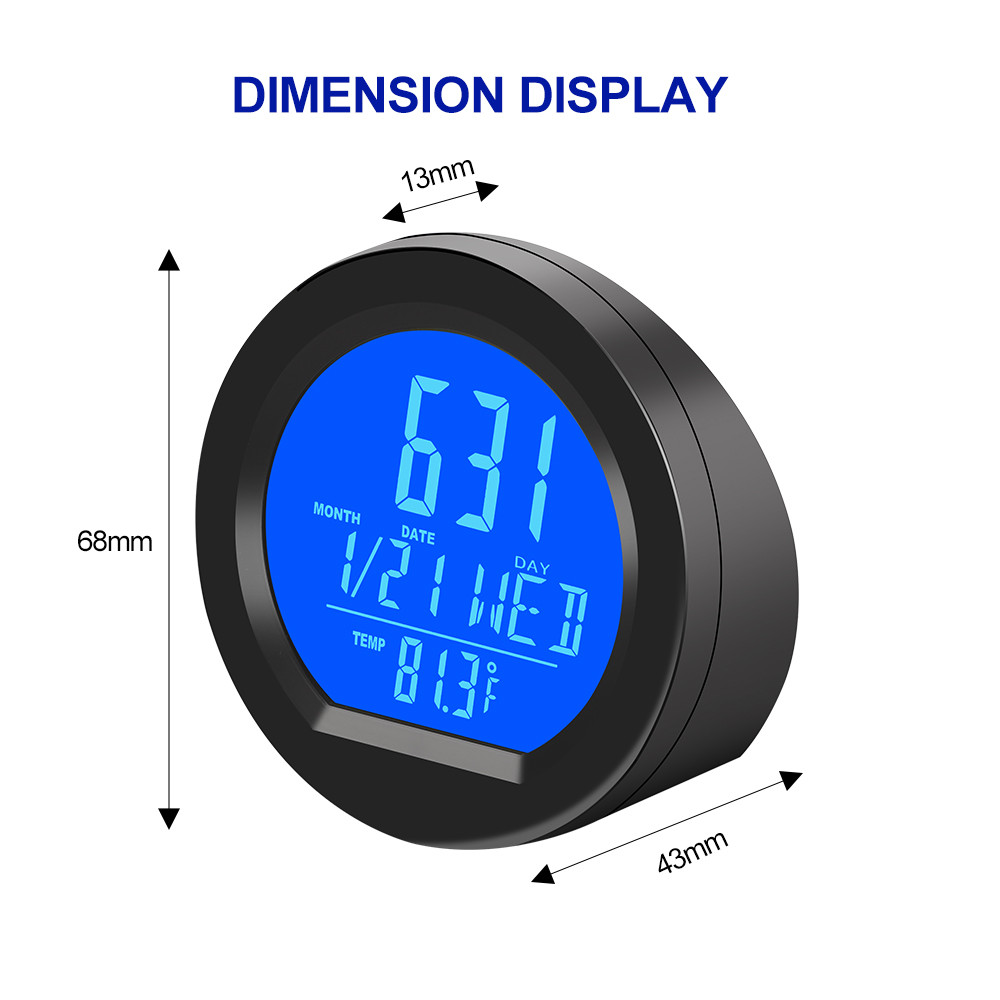 Solar Car Digital Clock Date Week Thermometer LCD Luminous Display for Dashboard Car Clock