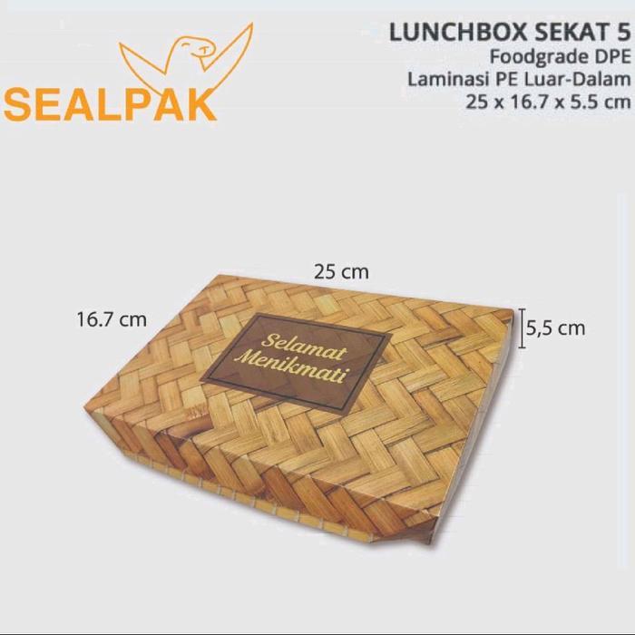 Paper Lunchbox Sekat 5 / Kotak Nasi / Kotak Bento / Dus Nasi (Motif)